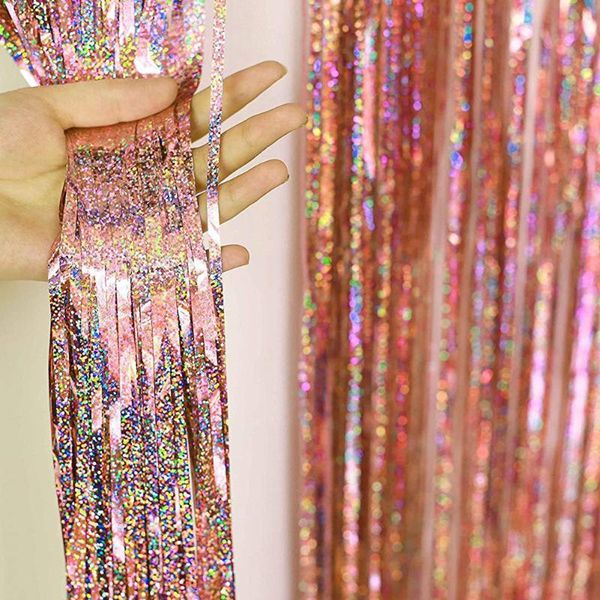 

curtain & drapes tinsel foil metallic fringe curtains shimmer door window backdrop decoration for birthday wedding party holiday supplies