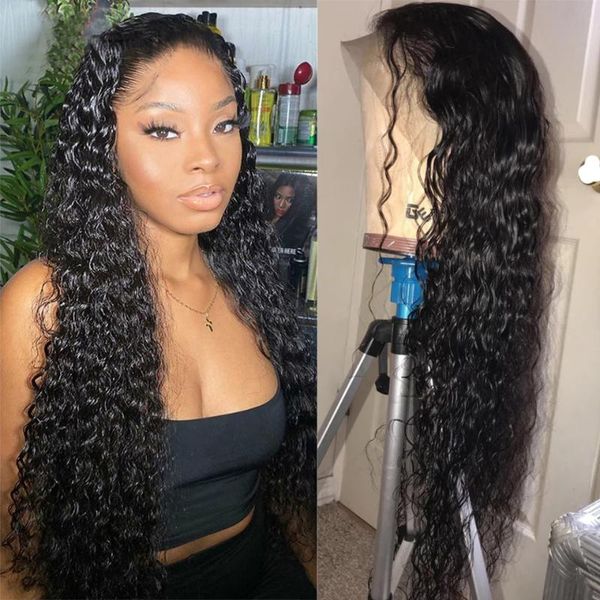 

lace wigs peruvian deep curly closure wig human hair front for black women kinky 4x4 5x5 6x6 pre plucked, Black;brown