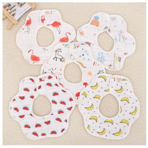 

bibs & burp cloths 1pcs/set born baby pure cotton waterproof flower 360 degree rotating saliva towel infants feeding