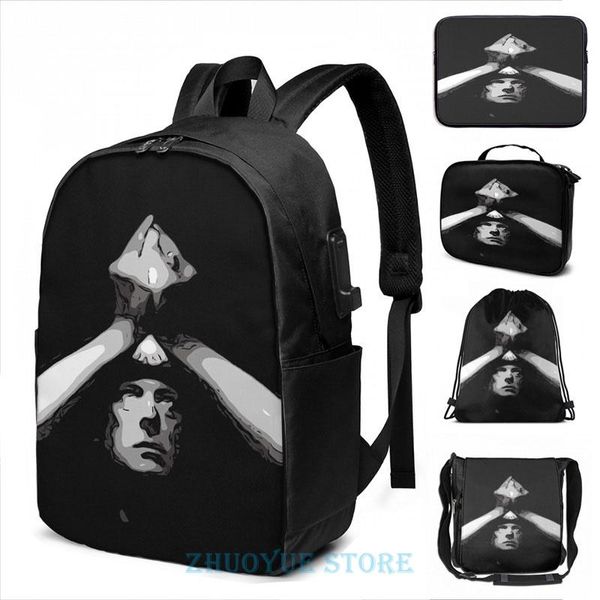 

backpack funny graphic print the great magus, aleister crowley usb charge men school bags women bag travel laptop