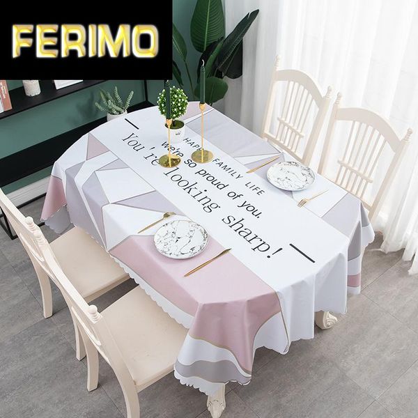 

table cloth household tablecloth, waterproof, oil-proof, burn-proof oval modern simple coffee table, straight lace