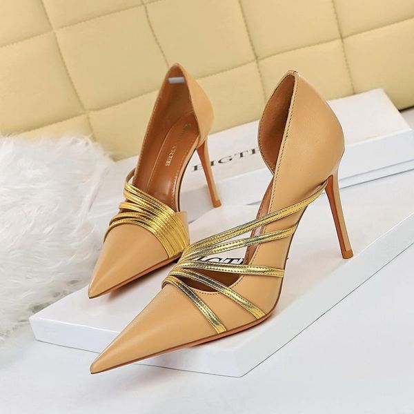 

dress shoes bigtree women shoe nightclub hollow out high heels women's autumn pointed stiletto elegant pumps single plus size 43, Black