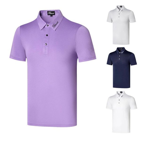 

men's polos golf clothing outdoor leisure sports short sleeve t-shirt breathable comfortable sweat wicking quick drying moisture, White;black