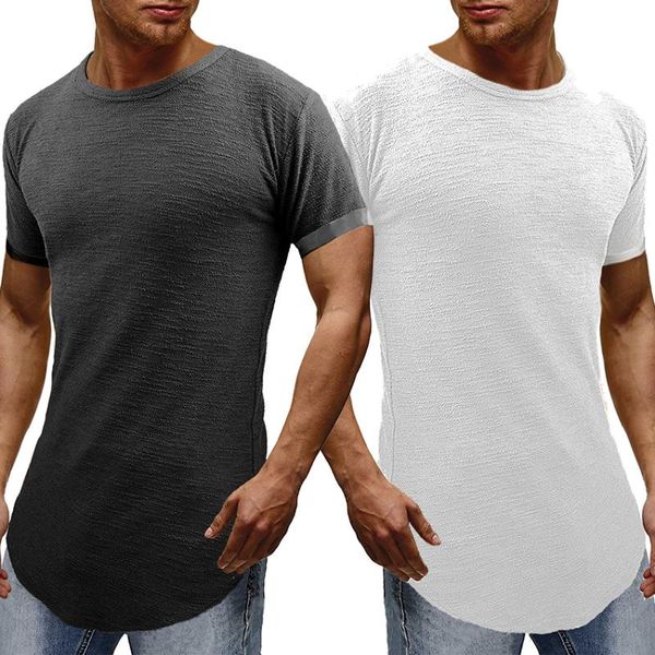 

men's t-shirts stylish t shirt male swag solid t-shirt curve hem fit slim streetwear hipster hip hop homme tee, White;black