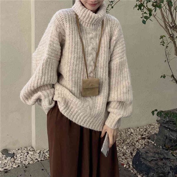 

women's sweaters suÃ©ter feminino de gola alta, manga longa, vintage, solto, grosso, reta, mantenha quente, irmÃ£ fara, primavera ou, White;black