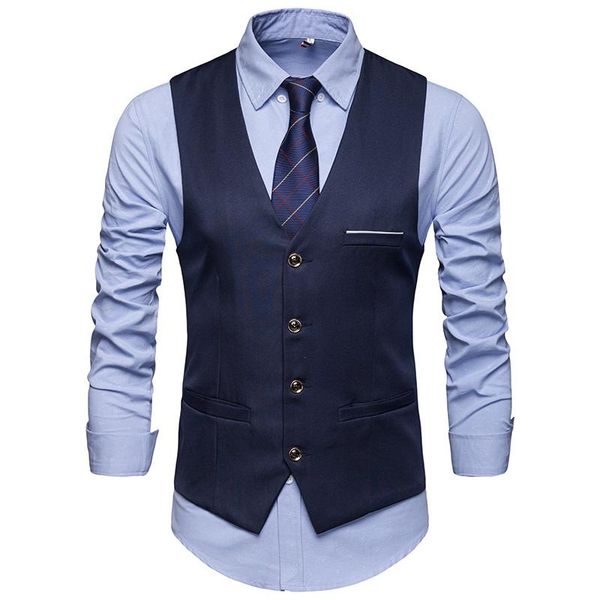 

men's vests men's fashion urban business gentleman simple slim suit waistcoat / formal wedding banquet groom vest, Black;white