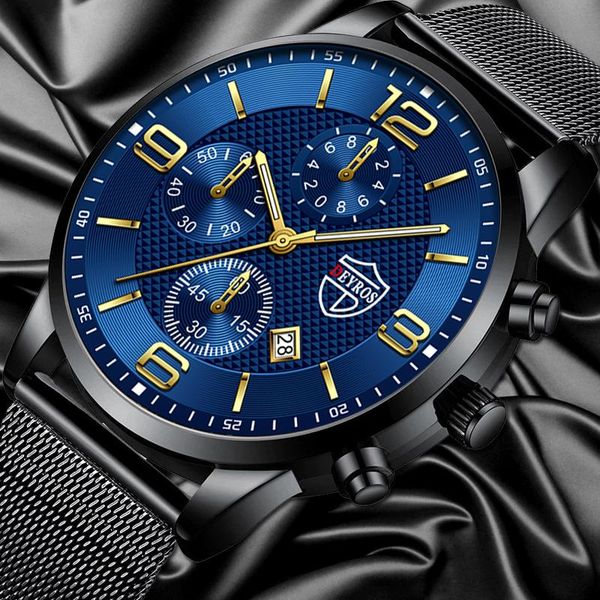 

wristwatches luxury fashion business mens watches stainless steel mesh belt quartz leather wrist watch men luminous clock relogio masculino, Slivery;brown