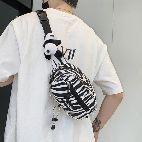 

chest bag couple fashion brand japanese backpack girl small shoulder ins messenger zebra pattern waist bags
