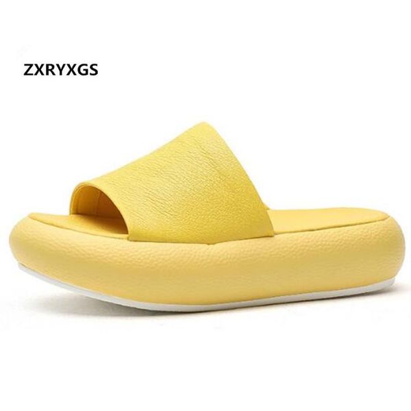 

dress shoes 2021 est open toe summer casual slippers light soft sheepskin leather sandals thick bottom beach slipper women, Black