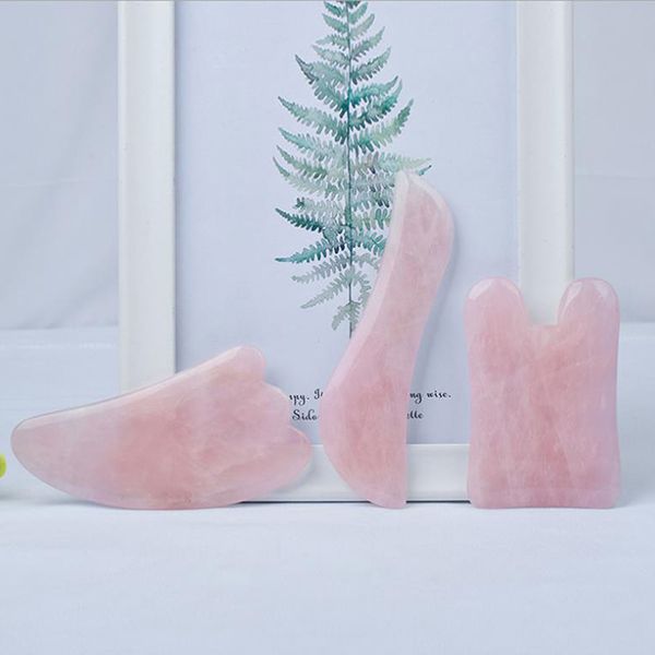 

natural rose quartz jade guasha board acupuncture massage face lifting stone guasha scraping board jade facial eye massage tool