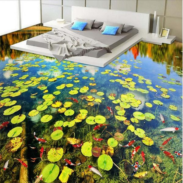 

wallpapers shuhiko customized personality wallpaper pond duckweed qinghe living room bedroom 3d thick wear-resistant floor wall murals