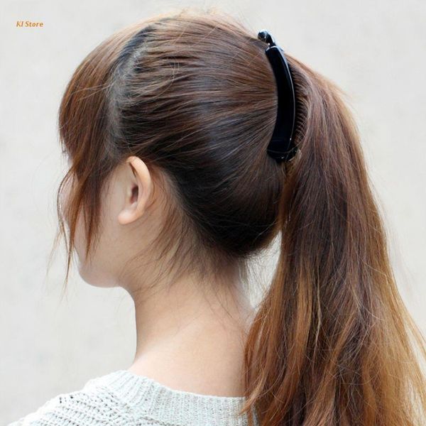 

hair clips & barrettes 2 pieces 10 cm banana black square head plastic barrette holder, Golden;silver