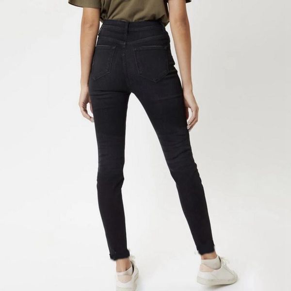 

women's jeans women slim fit stretch denim pants full length tight trousers 2021 vintage skinny four buttons high waist pencil, Blue