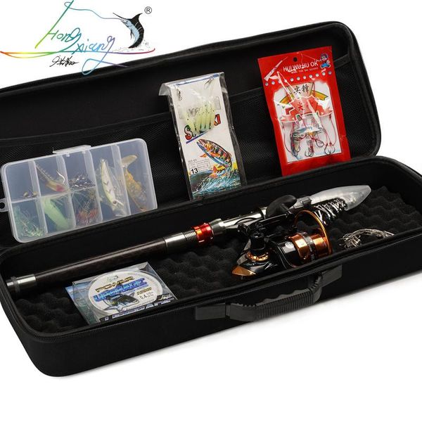 

carbon fiber portable spinning pole travel sea boat rock fishing rod kits reel combo