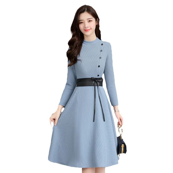 

dress chic retro half knitting goal spring korean women long clothing dressed as cinnamon vest xlmh, Black;gray