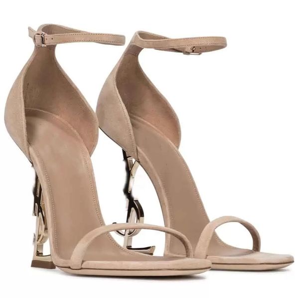 

famous design opyum sandals shoes buckle-fastening ankle strap metal letters heel leather sole cassandra lady exquisite pumps discount footw, Black