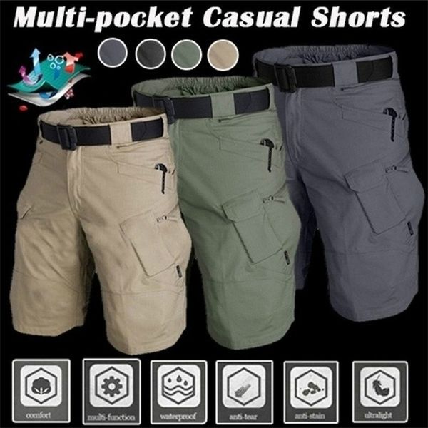 

men's shorts classic tactical urban military cargo waterproof outdoor summer camo pants multipocket hunting casual 210721, White;black