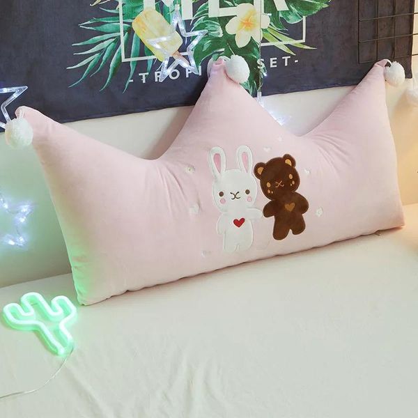

pillow korean princess child crown bed headrest cushion backrest girl cute detachable hairball cartoon