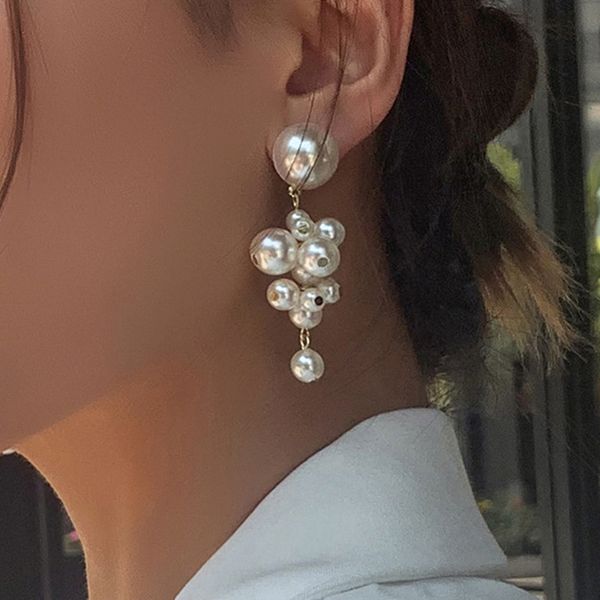 

simulated pearl dangle & chandelier earrings zinc alloy earring jewelry for women and girls e8291, Silver