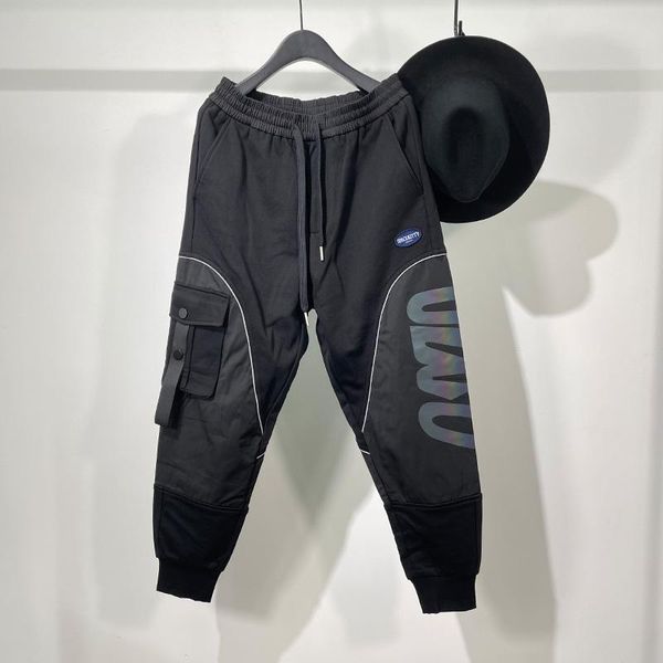 

men's pants personality men casual pencil high street wear clothing england sweatpants preppy autumn winter cross black