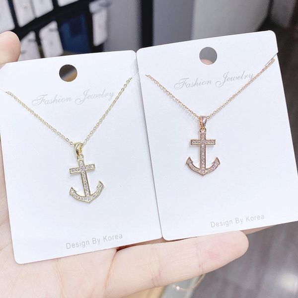 

chains korean couple necklace boat anchor rudder love fashion pendant female clavicle chain jewelry wholesale, Silver