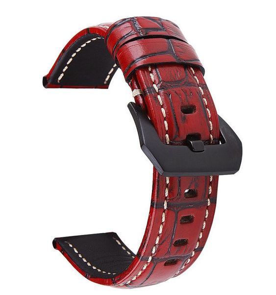 

watch bands 1pcs genuine cow leather very strong band strap red color 20mm 22mm 24mm 26mm size available, Black;brown