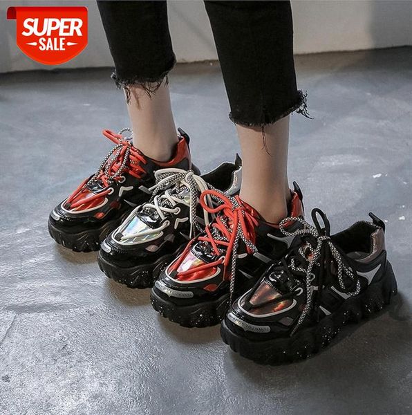 

sports style single shoes women's platform leather stitching sneakers female shallow mouth europe and america #bf2z