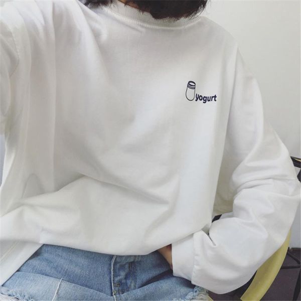 

women's blouses & shirts women 's plus large size casual long - sleeved korean version fashion loose clothing white yellow blouse