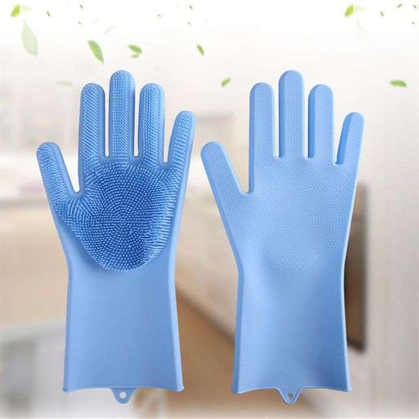 

disposable gloves 1pair silicone cleaning for dishwashing household scrubber brush kitchen clean tool washing glove pet bath