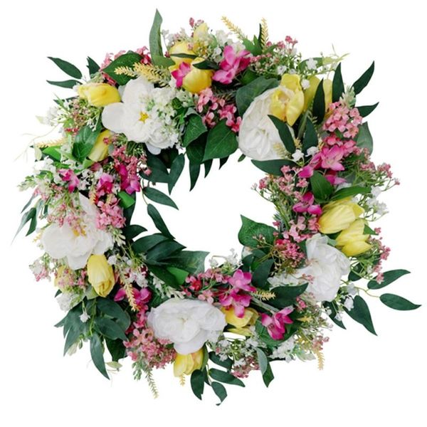 

decorative flowers & wreaths artificial tulpe. flower silk wreath spring summer door garland front window wedding hanging ornament decor