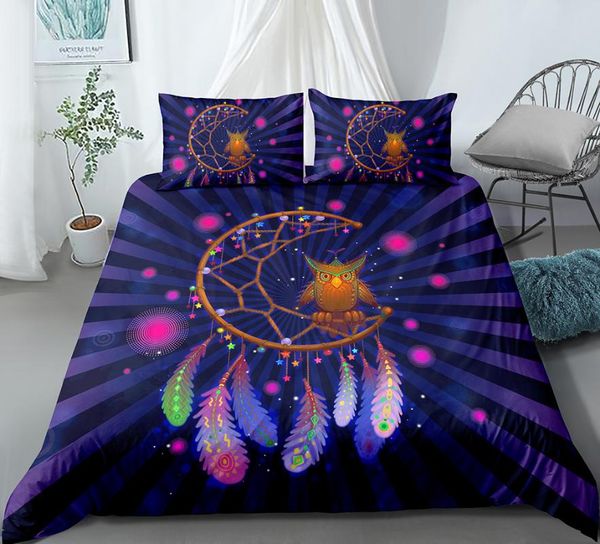 

dreamcatcher series bedding set 3d printed duvet cover sets soft home textile purple bed quilt for kids adult