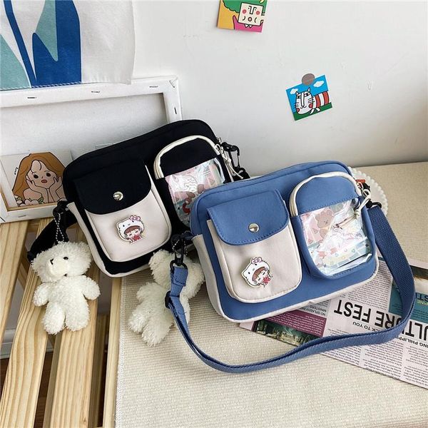

evening bags multi-function waterproof nylon women shoulder bag female double pocket small schoolbag teenage girl insert buckle