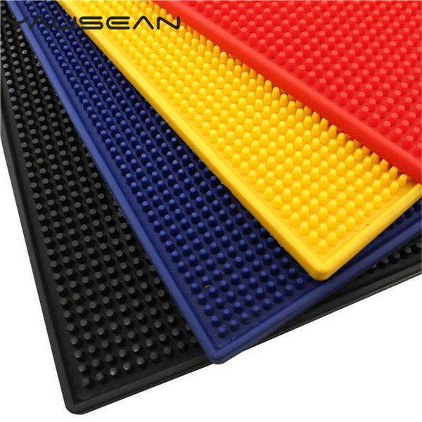 Kalınlaşmak PVC Bar Mat Kauçuk Pad Siyah Kaymaz Coaster Bira Bar Placemat Masa Su Geçirmez Paspaslar Mutfak Aletleri Aksesuarları 210706