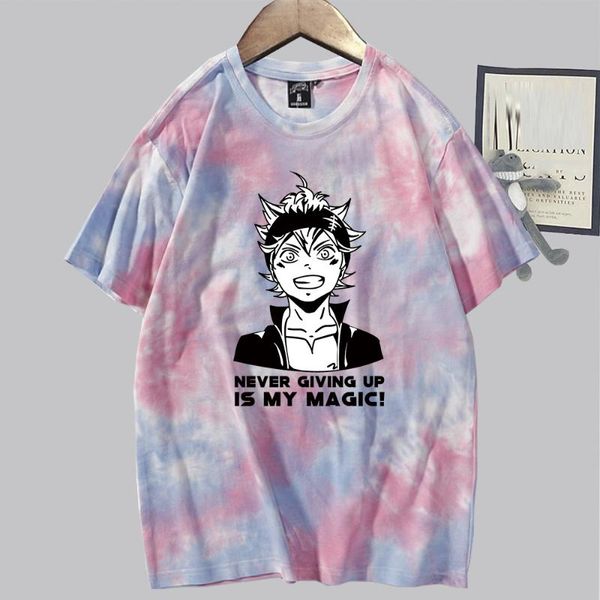 

women's t-shirt japan anime black clover t shirt men harajuku cartoon graphic 2021 summer fashion tie-dye tees unisex, White