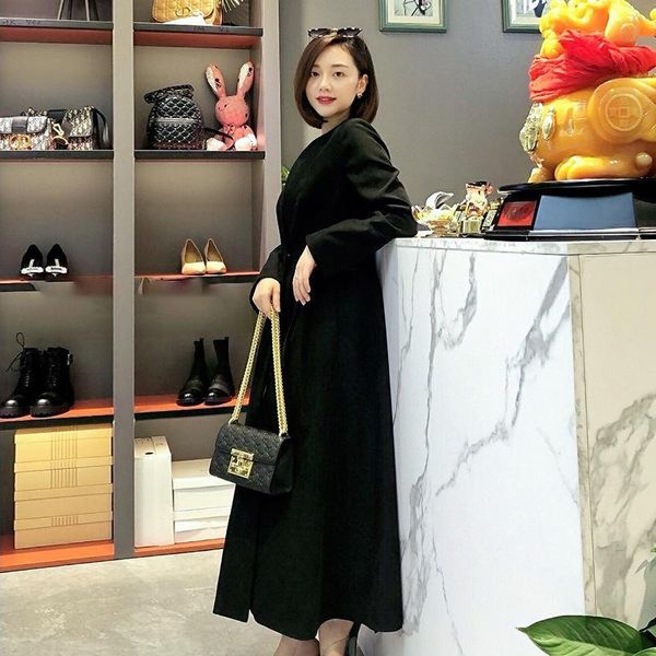 

women's trench coats [live broadcast ] 2021 spring and autumn mature elegant quality windbreaker coat, Tan;black