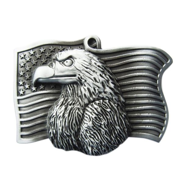 

new eagle on flag vintage belt buckle boucle de ceinture, Slivery;black