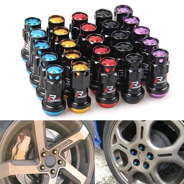 

r40 style steel wheel racing composite lock lug nuts with security key m12x1.5/1.25