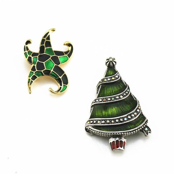 

pins, brooches 2021 japanese and korean retro style enamel starfish christmas tree fashion exquisite brooch, Gray