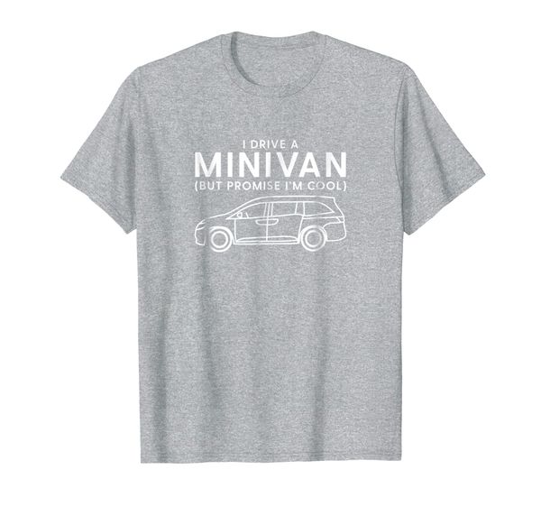 

funny i drive a minivan but promise i'm cool graphic t-shirt, White;black