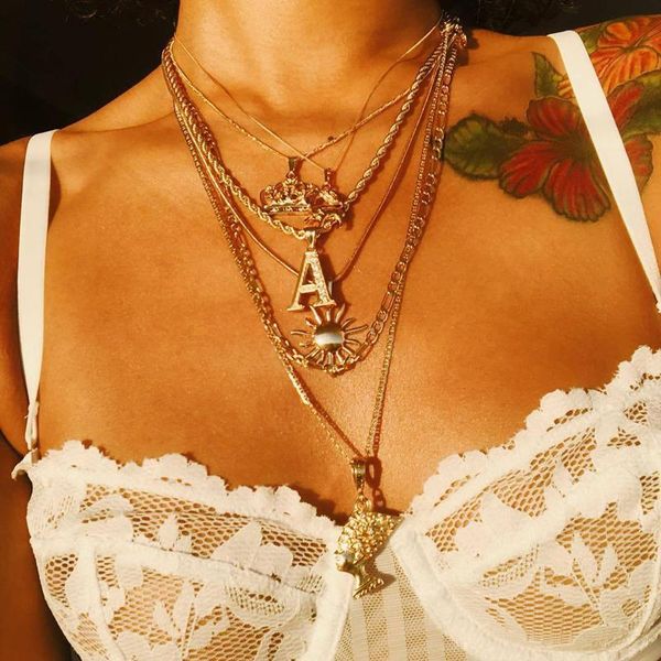 

pendant necklaces fashion gold color necklace crown sun egypt queen head for women 2021 jewelry layered, Silver