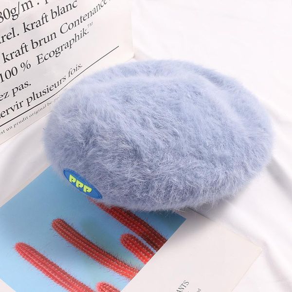 

berets 2021 french autumn winter ins style hair solid vintage lady beret hat elegant ladies men women leisure painter, Blue;gray