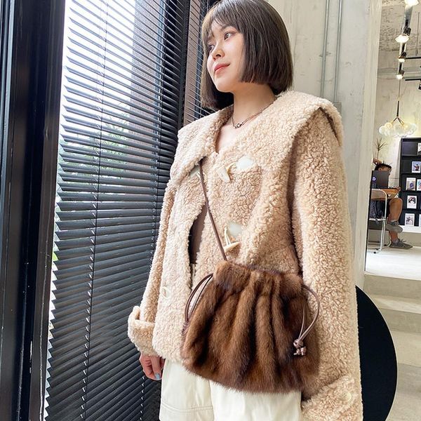 

waist bags 2021 whole leather shell bag xiaofu one shoulder diagonal high-end light luxury portable plush winter fashion