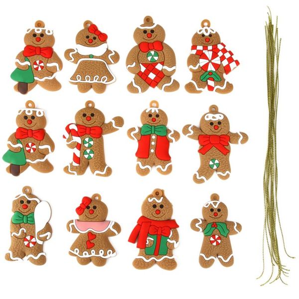

christmas decorations 12pcs gingerbread man tree hanging pendant xmas decor ornament living room decorating tools festival home