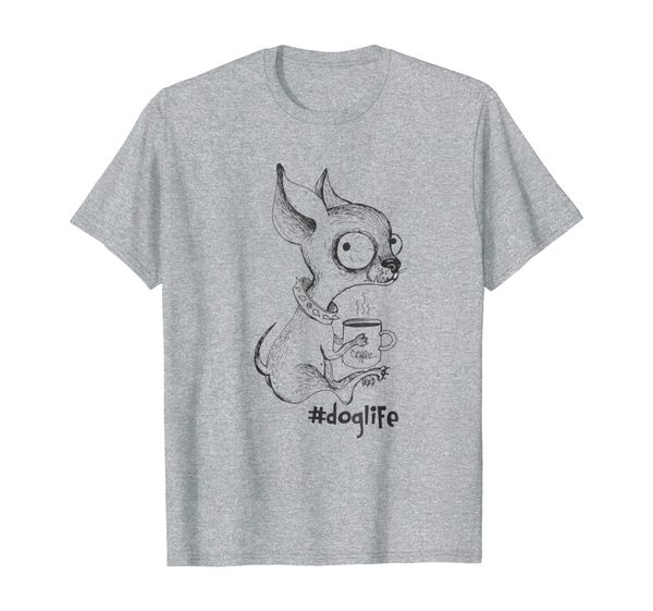 

adorable dog with a cup of coffee t-shirt #doglife, White;black