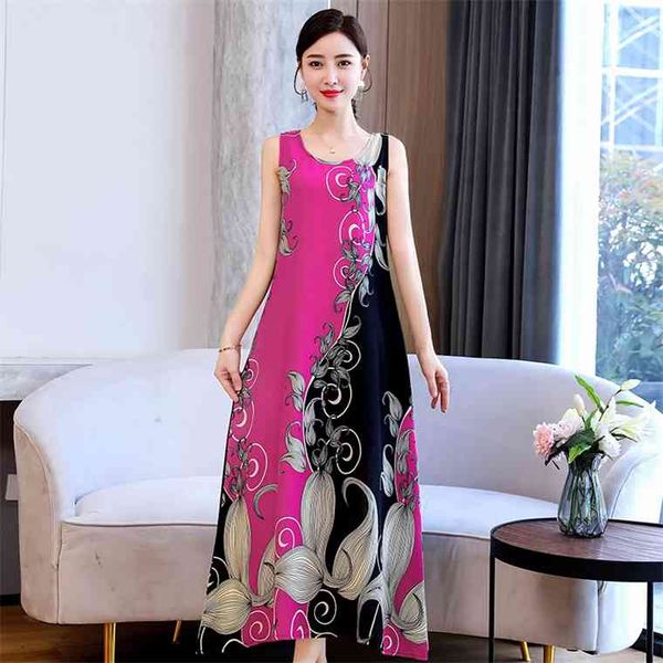 

plus size long 2021 new loose summer clothes for women party es casual o-neck elegant sleeveless dress, Black;gray