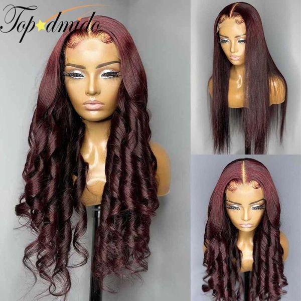 

dark red color 13x4 lace front wigs 99j pre plucked brazilian wavy human hair wig 180% density remy glueless for women, Black;brown