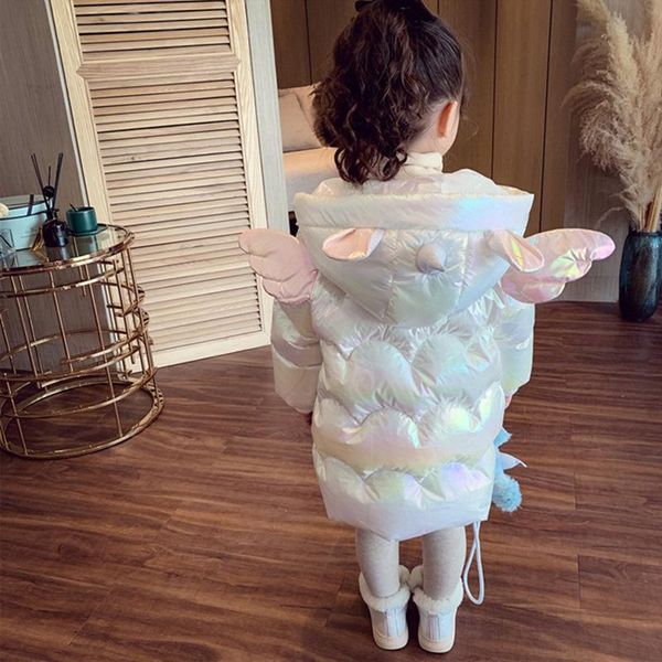 

down coat girls' cotton-padded winter coats, children's western style clothes, baby plus velvet thickening padded, Blue;gray