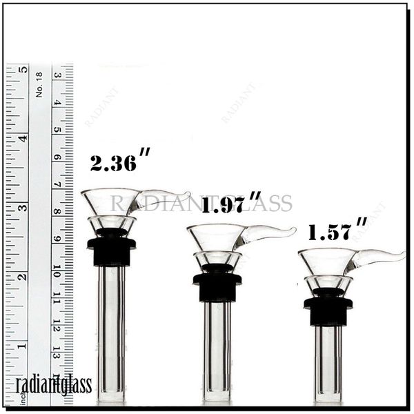 Cachimbo de vidro masculino, slides e haste feminina, estilo funil com borracha preta, haste simples para canos de água