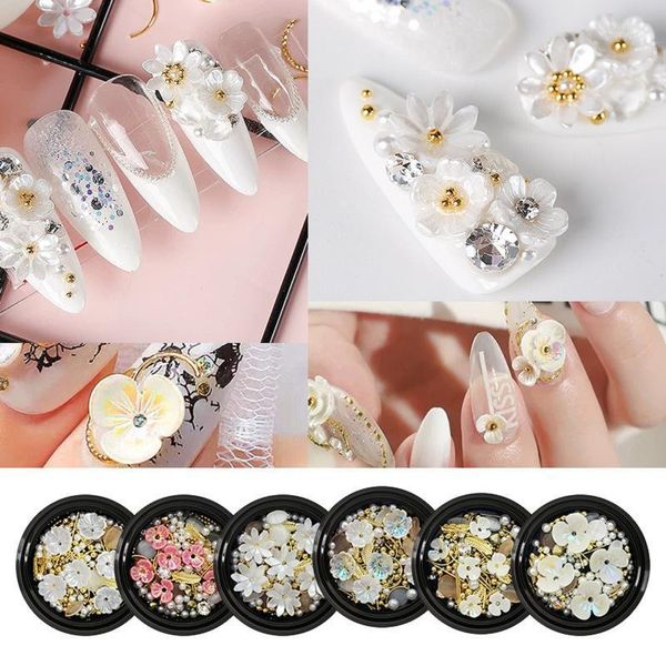 

nail polish decorations flower art charms shell flowers alloy jewelry rhinestones bead decoration1