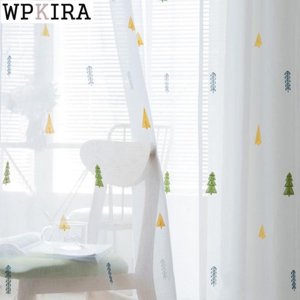 

curtain & drapes cartoon for kids baby room colorful trees sheer voile drape embroidery living window balcony blinds s255#d